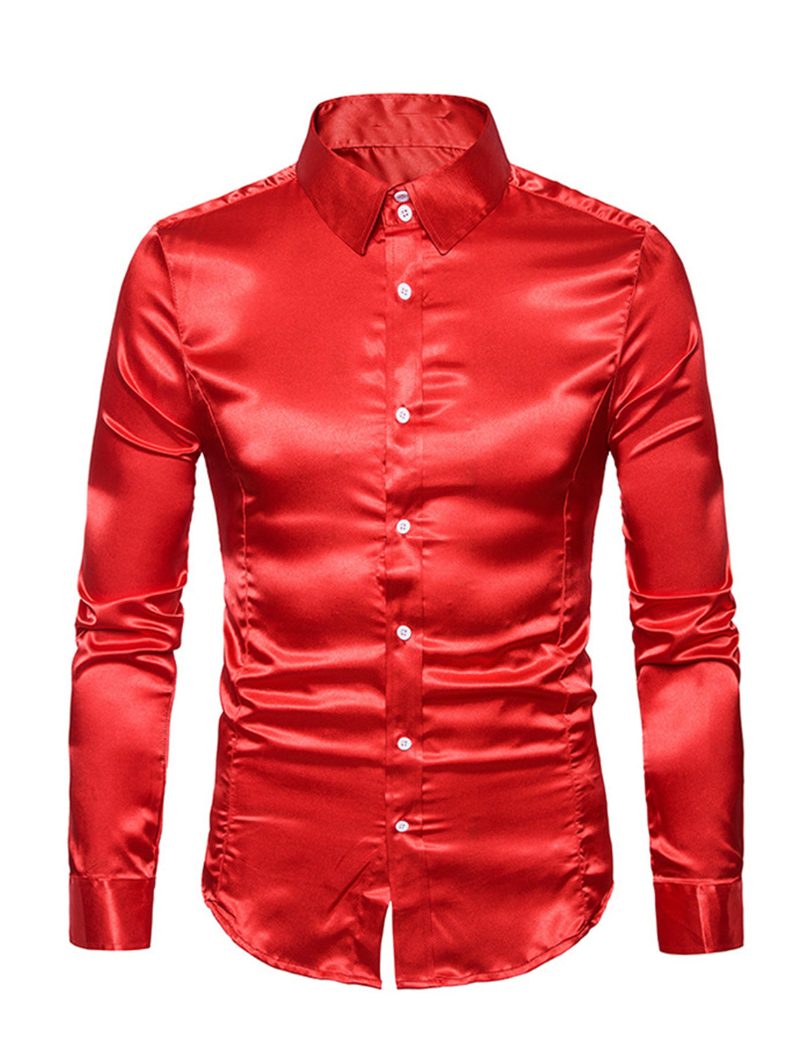 Daan | Satijnen gladde knoopsluiting herenoverhemd met lange mouwen