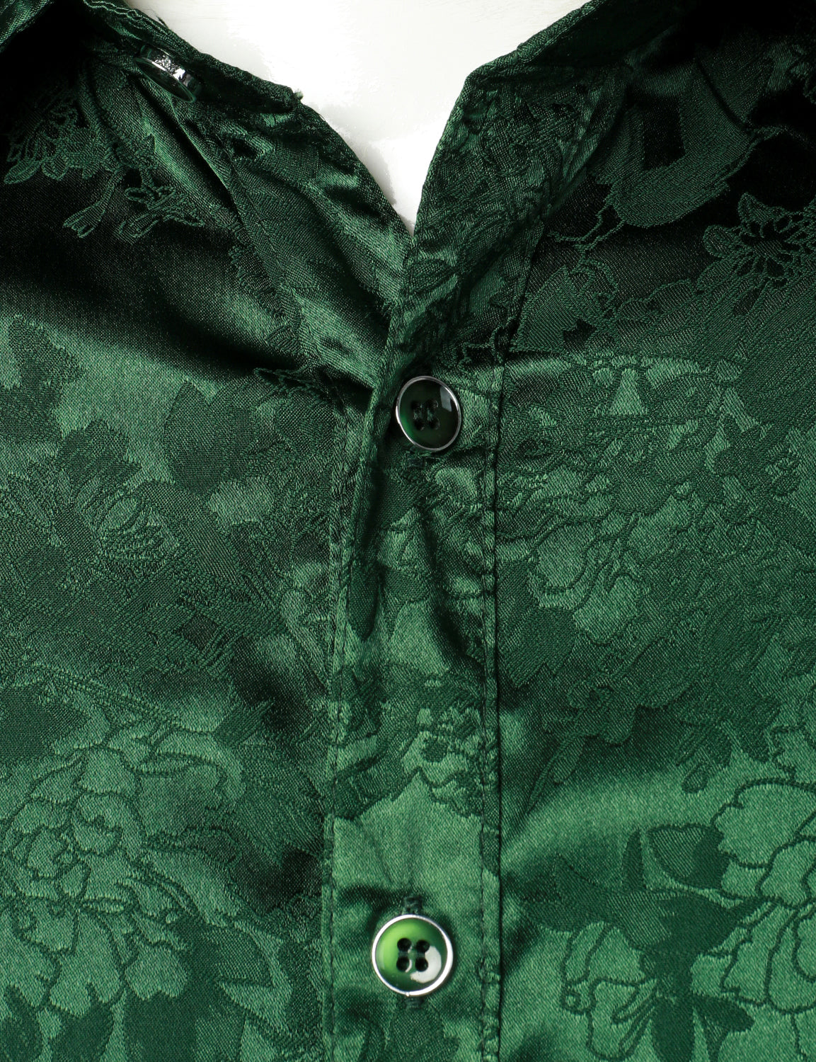 Lucas | Groen satijnen overhemd met bloemenprint