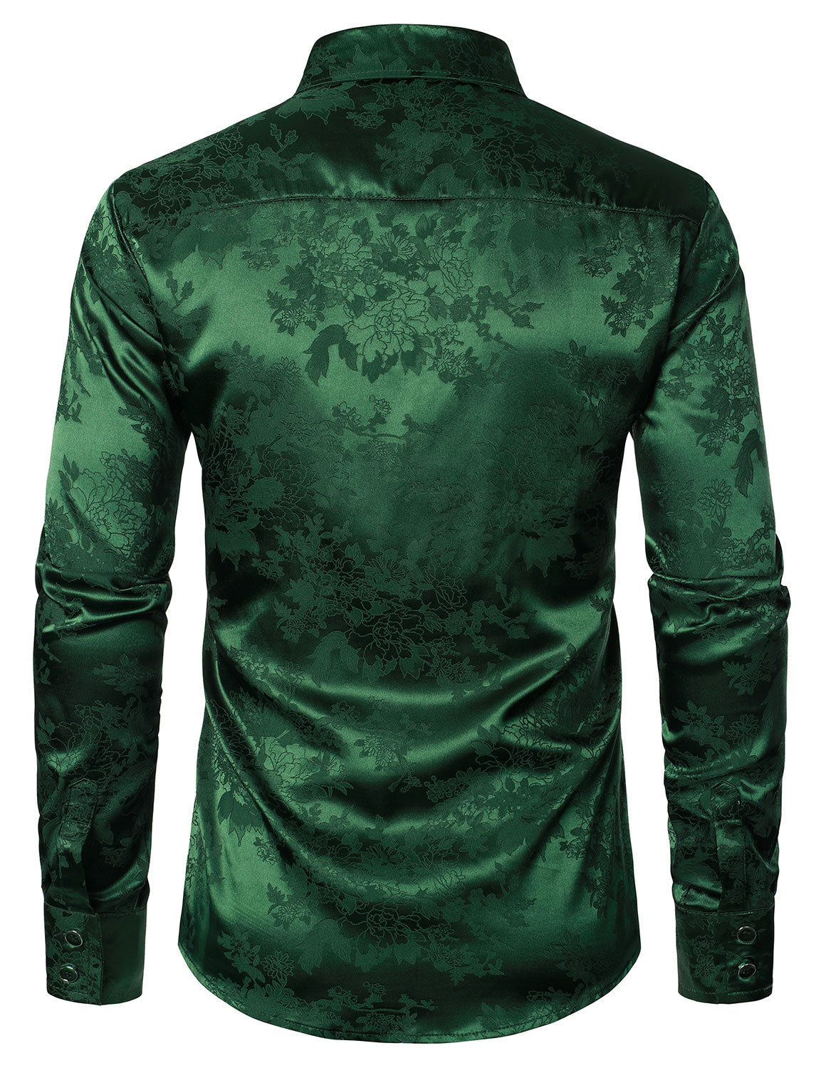 Lucas | Groen satijnen overhemd met bloemenprint