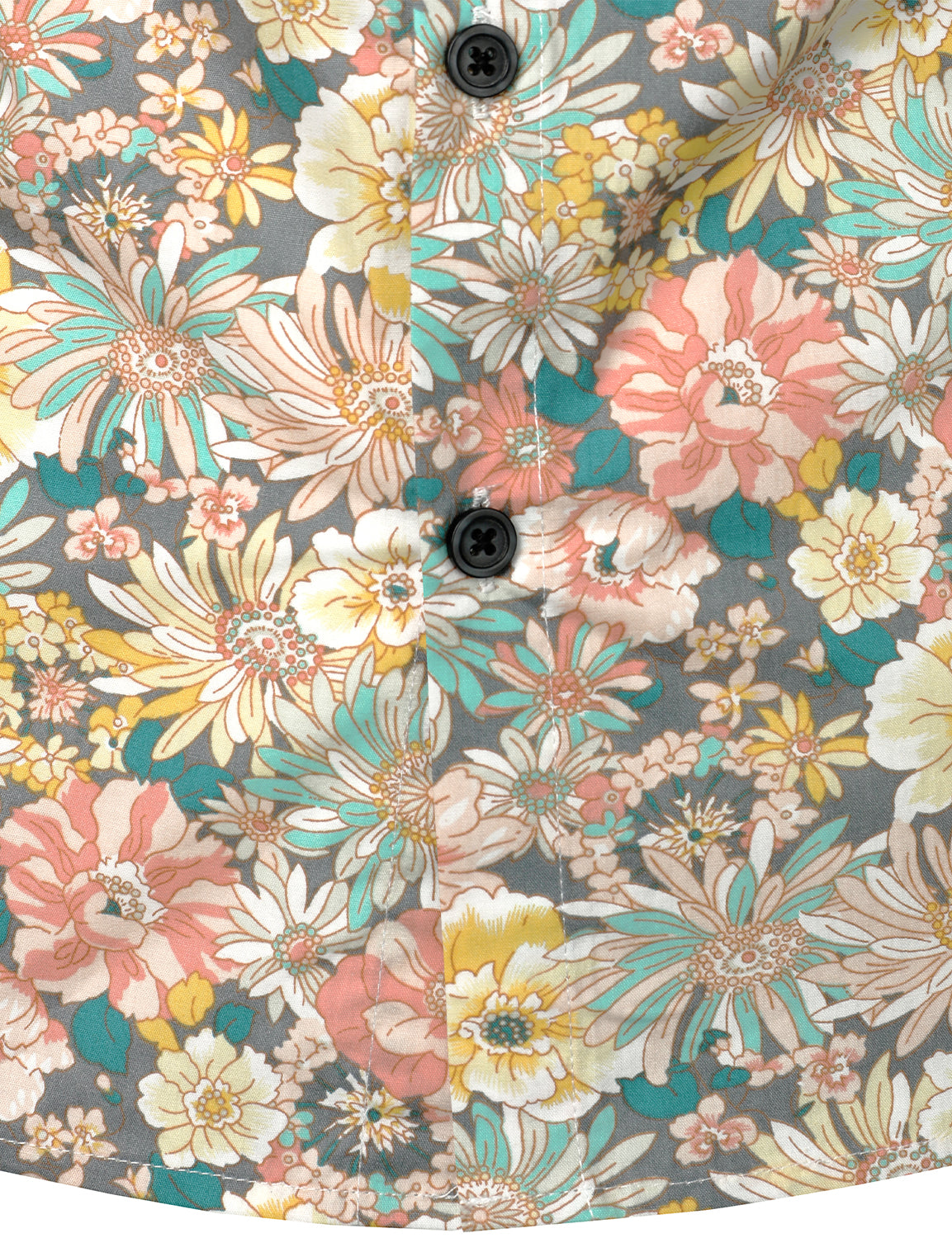 Lars | Grijs katoenen overhemd met bloemenprint