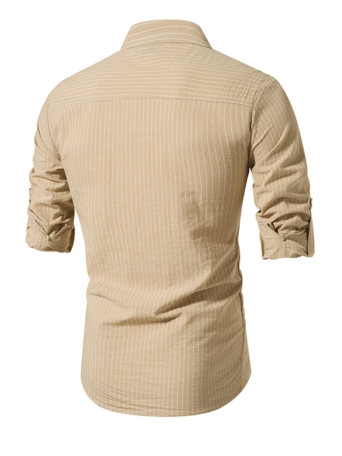 Jesper | Katoenen gestreept shirt met Henley kraag en lange mouwen