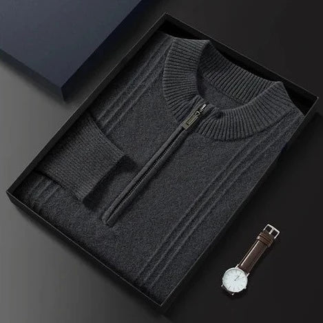 Lars | Cashmere trui met halve rits Heren