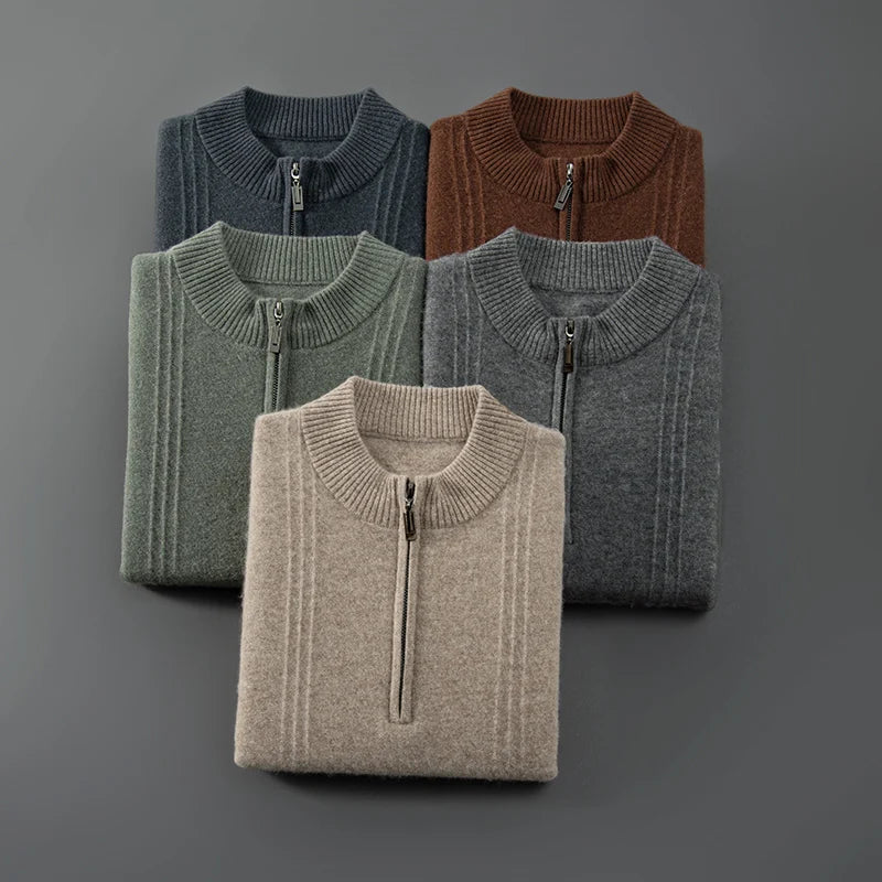 Lars | Cashmere trui met halve rits Heren