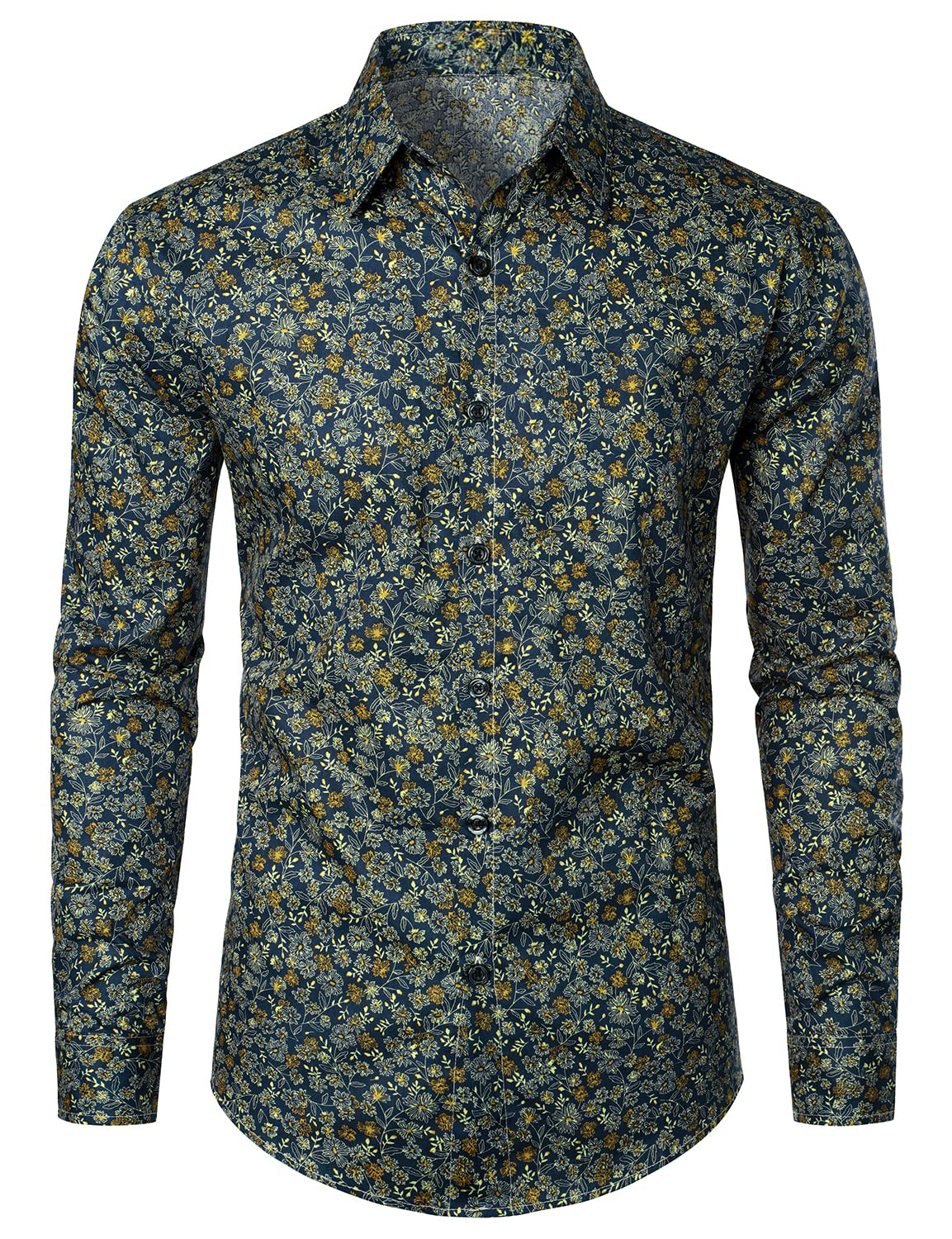 Jasper | Navy blue vintage bloemenoverhemd