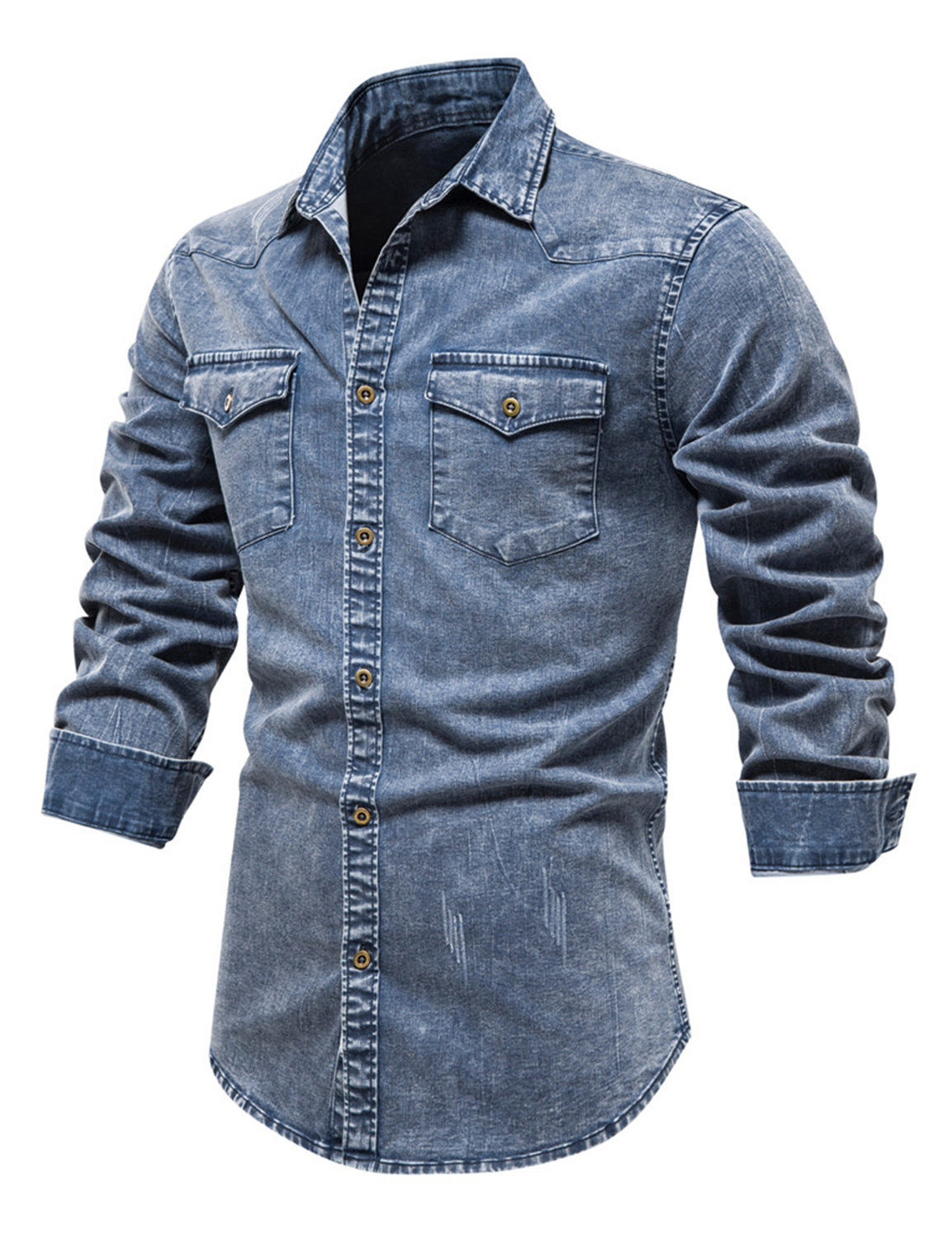 Thijs | Retro denim overhemd met lange mouw