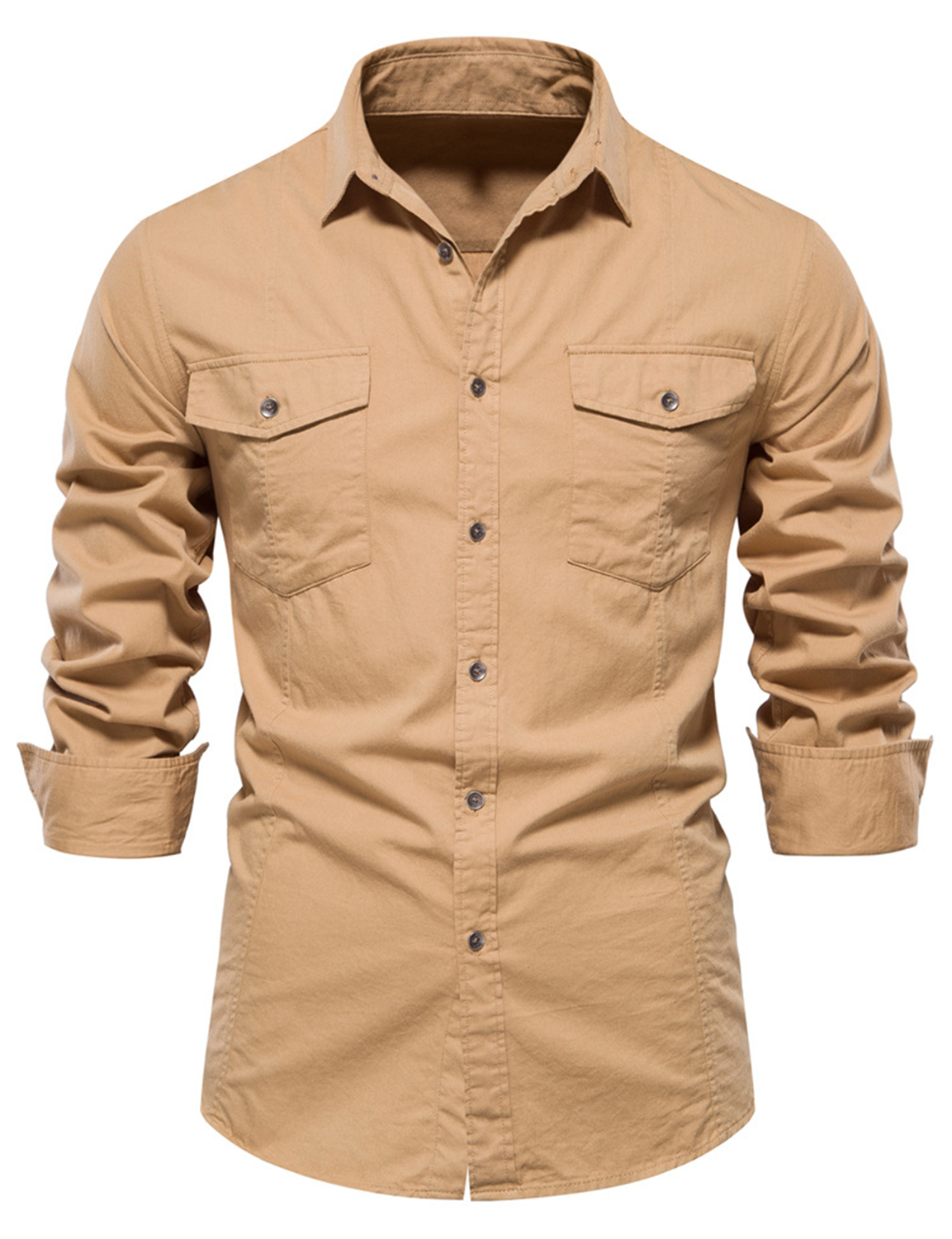 Mathijs | Katoenen heren casual outdoor shirt met lange mouw