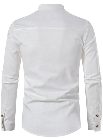 Luke | Effen heren longsleeve met Henley kraag