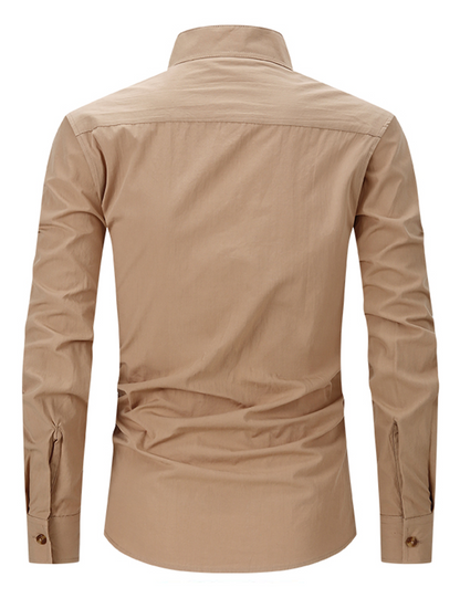 Jasper | Heren longsleeve met Henley kraag en borstzak