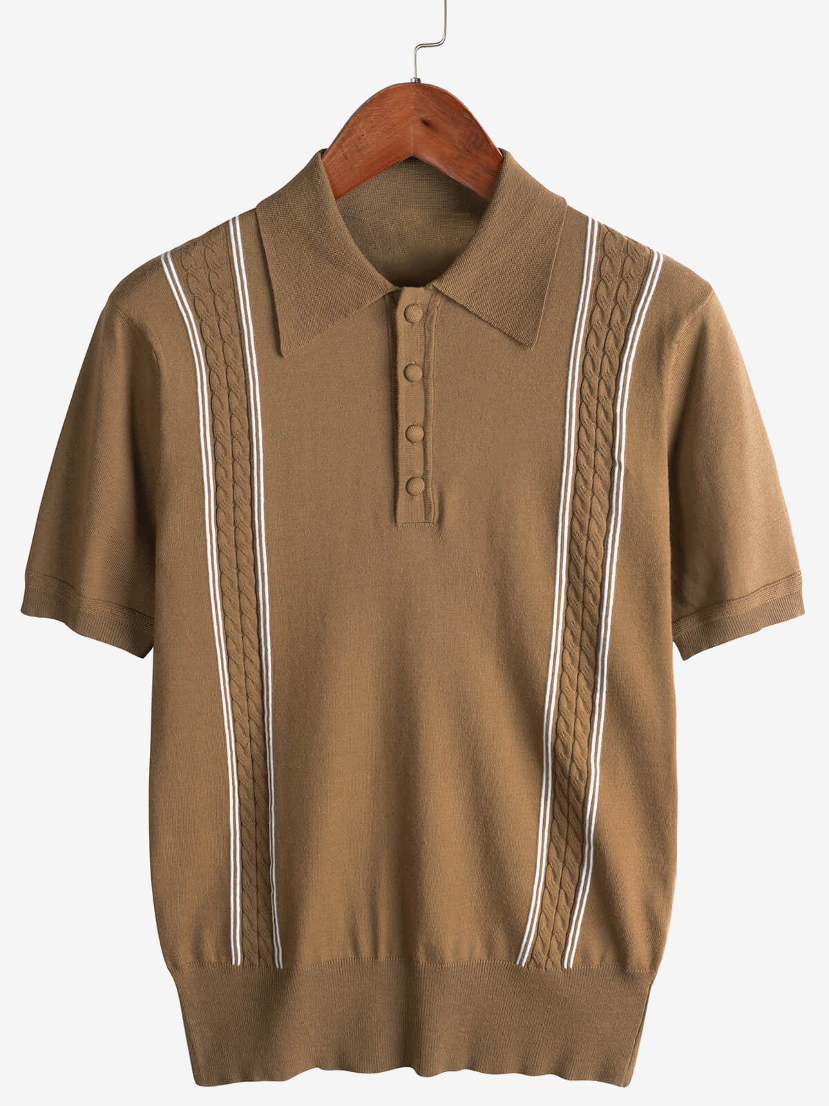 Jasper | Gestreept gebreid poloshirt met korte mouwen