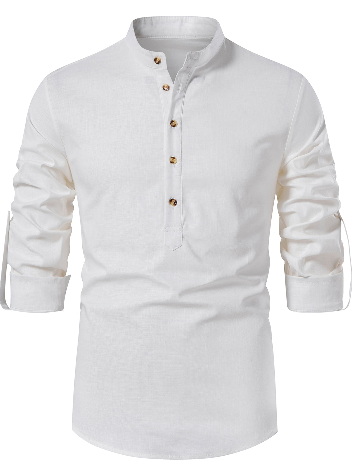 Luke | Effen heren longsleeve met Henley kraag