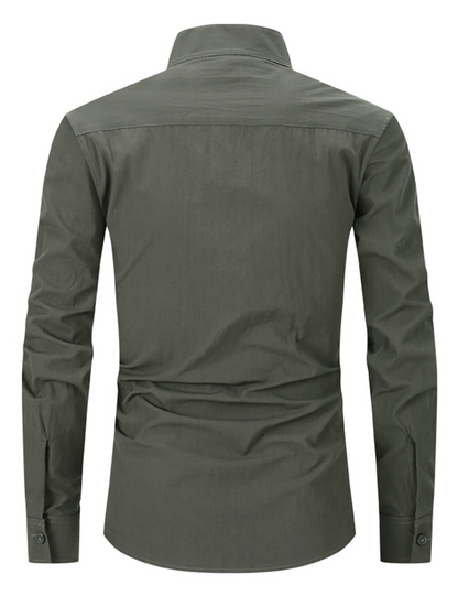 Jasper | Heren longsleeve met Henley kraag en borstzak