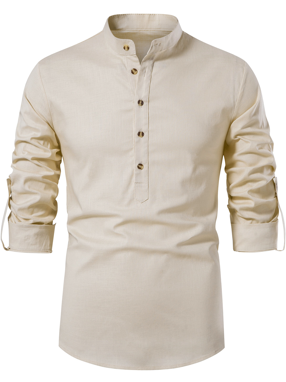 Luke | Effen heren longsleeve met Henley kraag