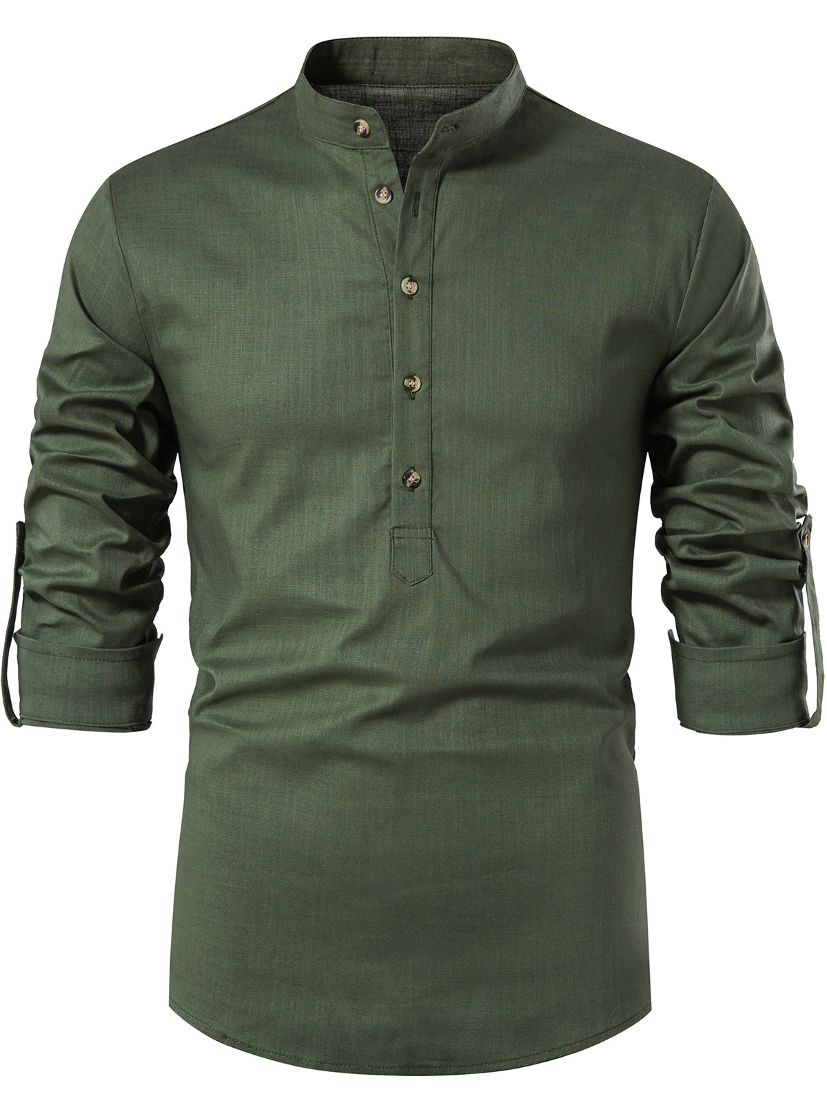 Luke | Effen heren longsleeve met Henley kraag