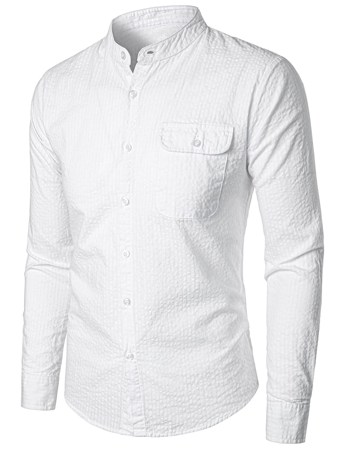 Bram | Katoenen casual herenshirt met zak en henley kraag