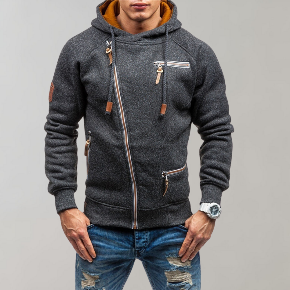 Ruben | Casual heren hoodie met ritssluiting