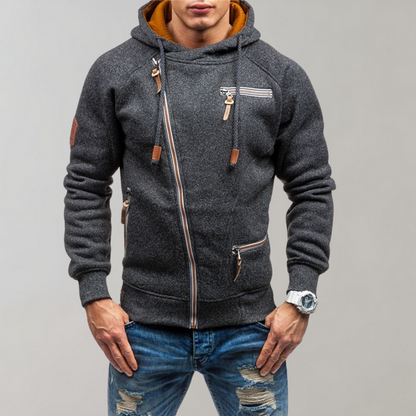 Ruben | Casual heren hoodie met ritssluiting