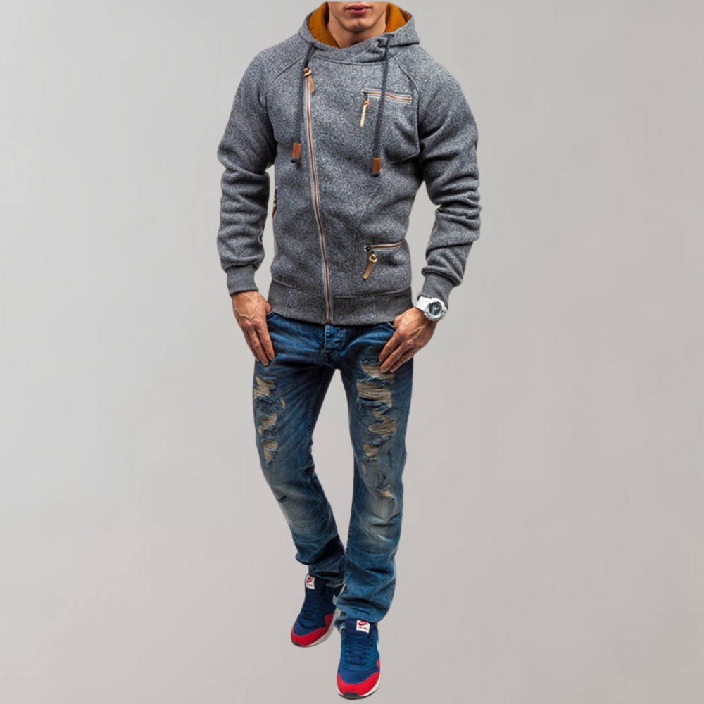 Ruben | Casual heren hoodie met ritssluiting