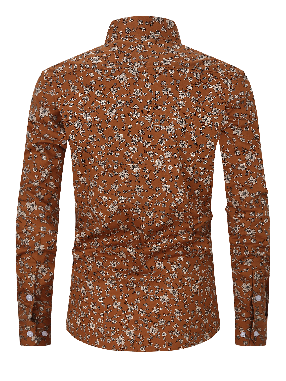 Lars | Heren bruin vintage overhemd met bloemenprint