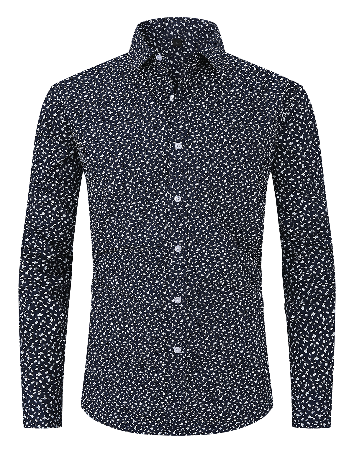 Finn | Navy blauw overhemd met bloemenprint