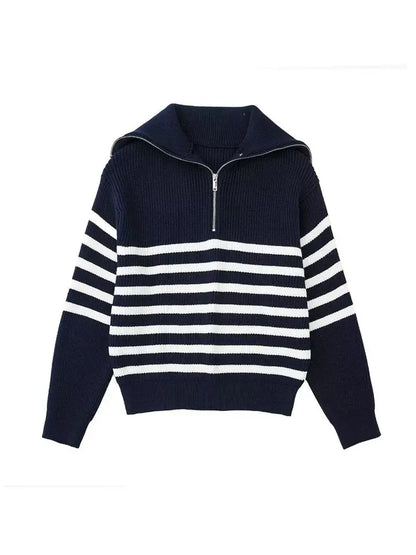 Jasper | Gestreepte heren sweater met rits