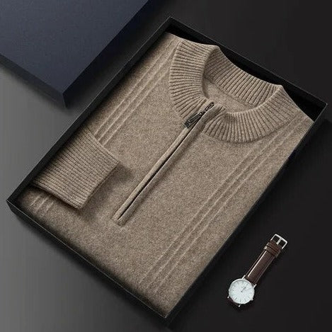 Lars | Cashmere trui met halve rits Heren