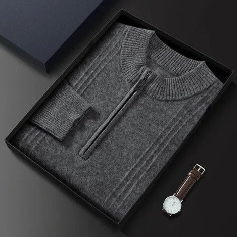 Lars | Cashmere trui met halve rits Heren