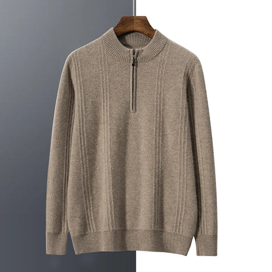 Lars | Cashmere trui met halve rits Heren