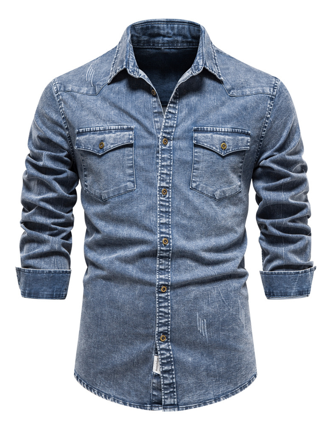 Thijs | Retro denim overhemd met lange mouw