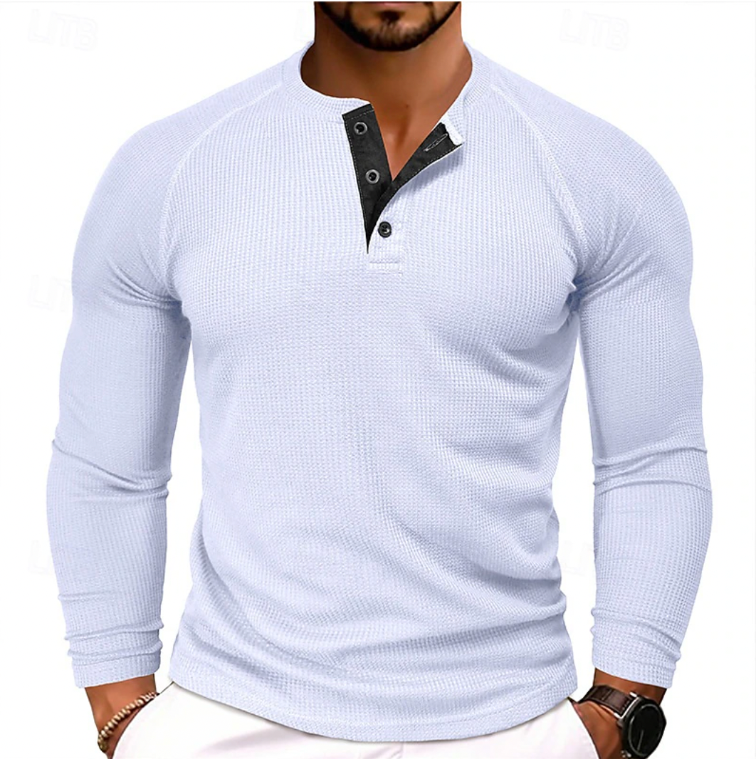 Niels | Henley shirt met lange mouwen