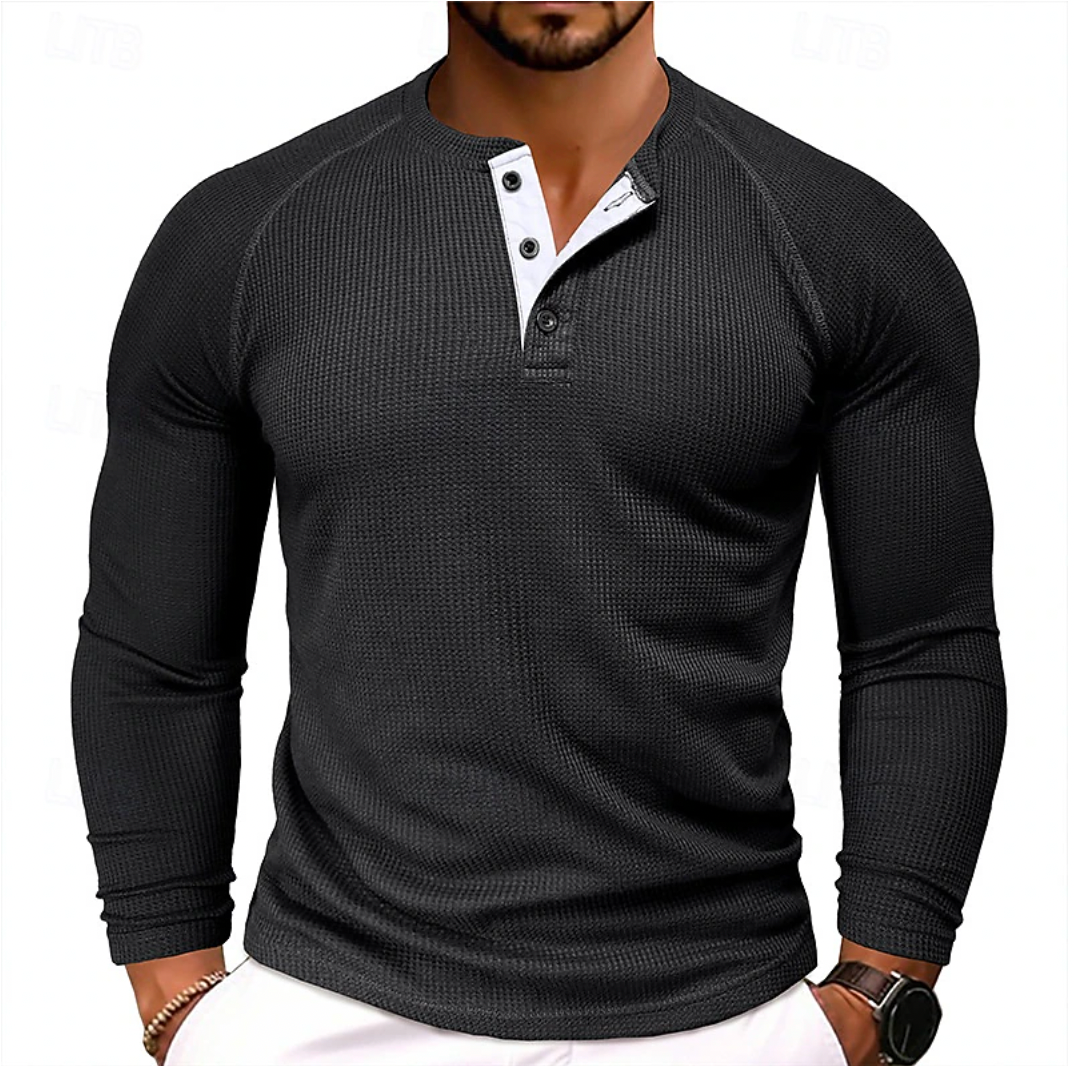 Niels | Henley shirt met lange mouwen