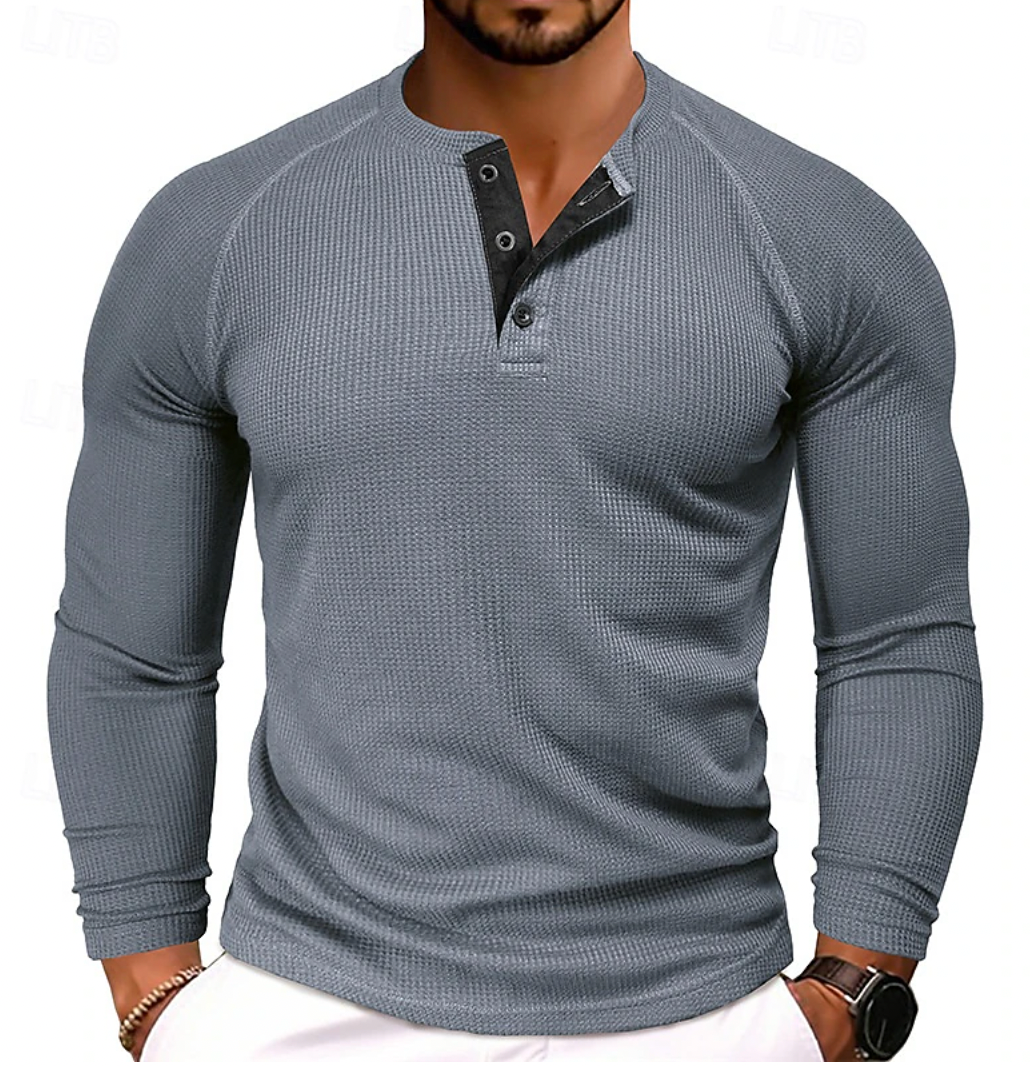 Niels | Henley shirt met lange mouwen