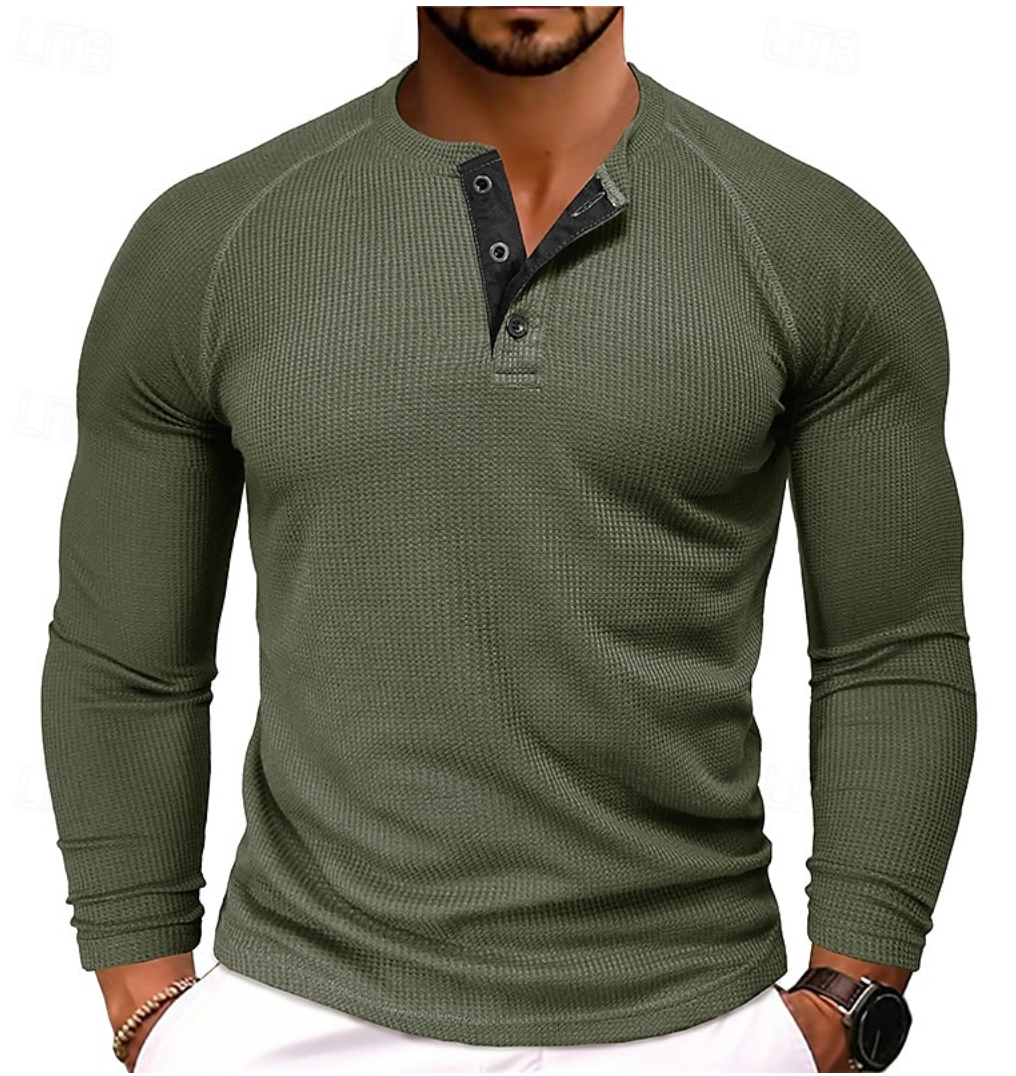 Niels | Henley shirt met lange mouwen