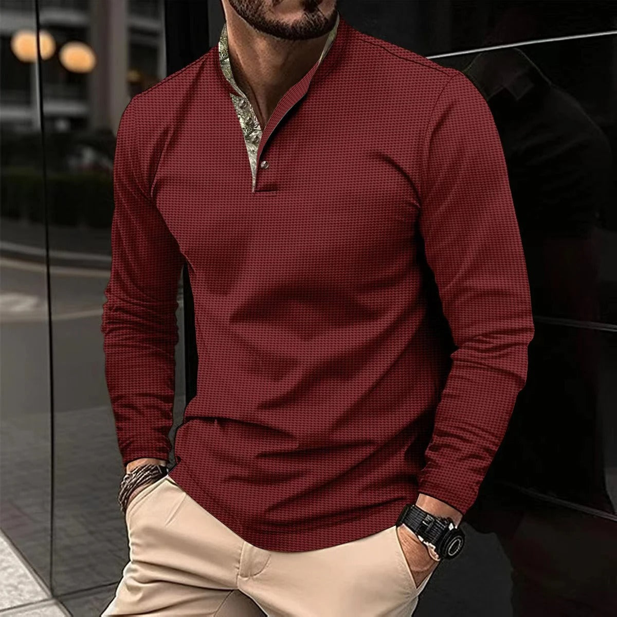 Alexander | Stijlvolle longsleeve polo met gekleurde kraag